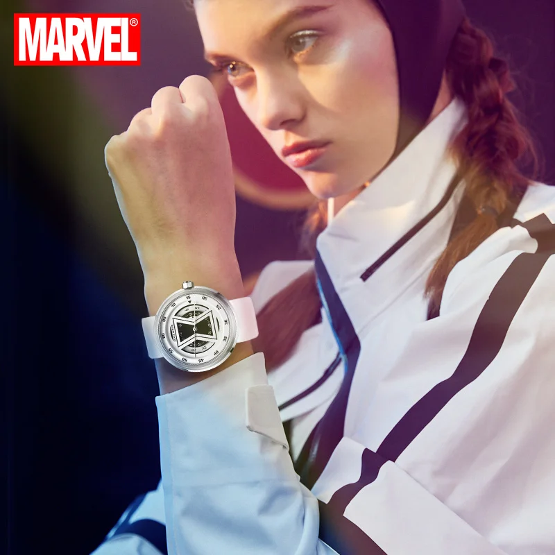 Oficial da disney capitão marvel casual quartzo relógios de pulso 3d estéreo dial 100m waterprooof esporte 2020 novo relógio feminino meninas tempo