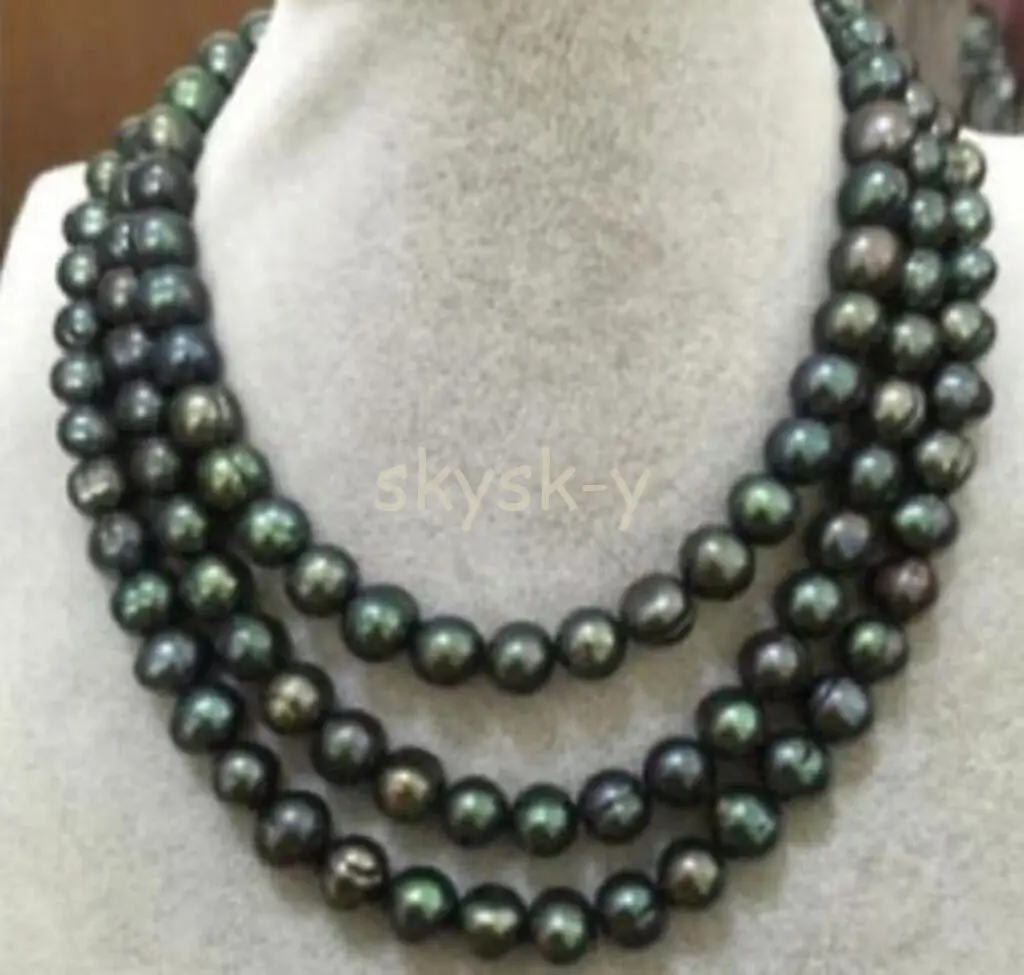 

50 INCHES 9-10MM South Sea Black Tahitian Pearl Necklaces AA