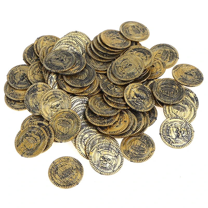 Game Currency Halloween Party Supplies 10pcs Plastic Pirate Treasure Coins Party Props Christmas Gift Children's Toys