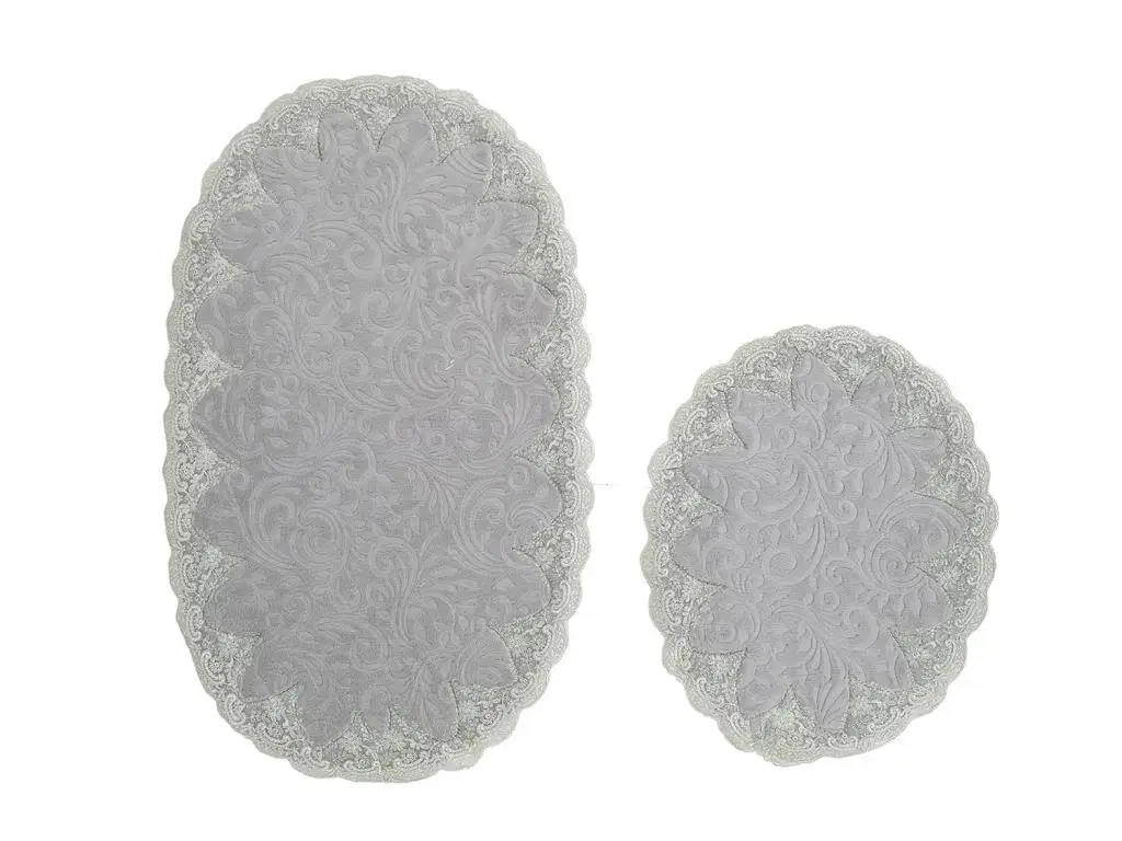 Lisa French Laced 2 Li Bath Mat Pad Gray