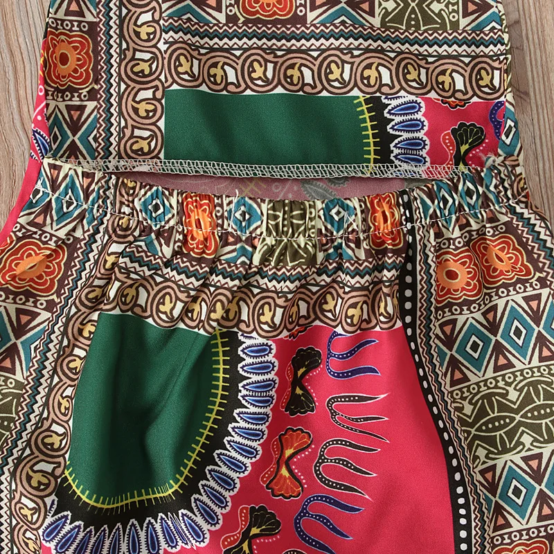 JEMMALEONG 2021 African Clothes Dashiki Floral Print Rompers Summer Jumpsuit Hair Band For Baby Girl African Dress For Kids
