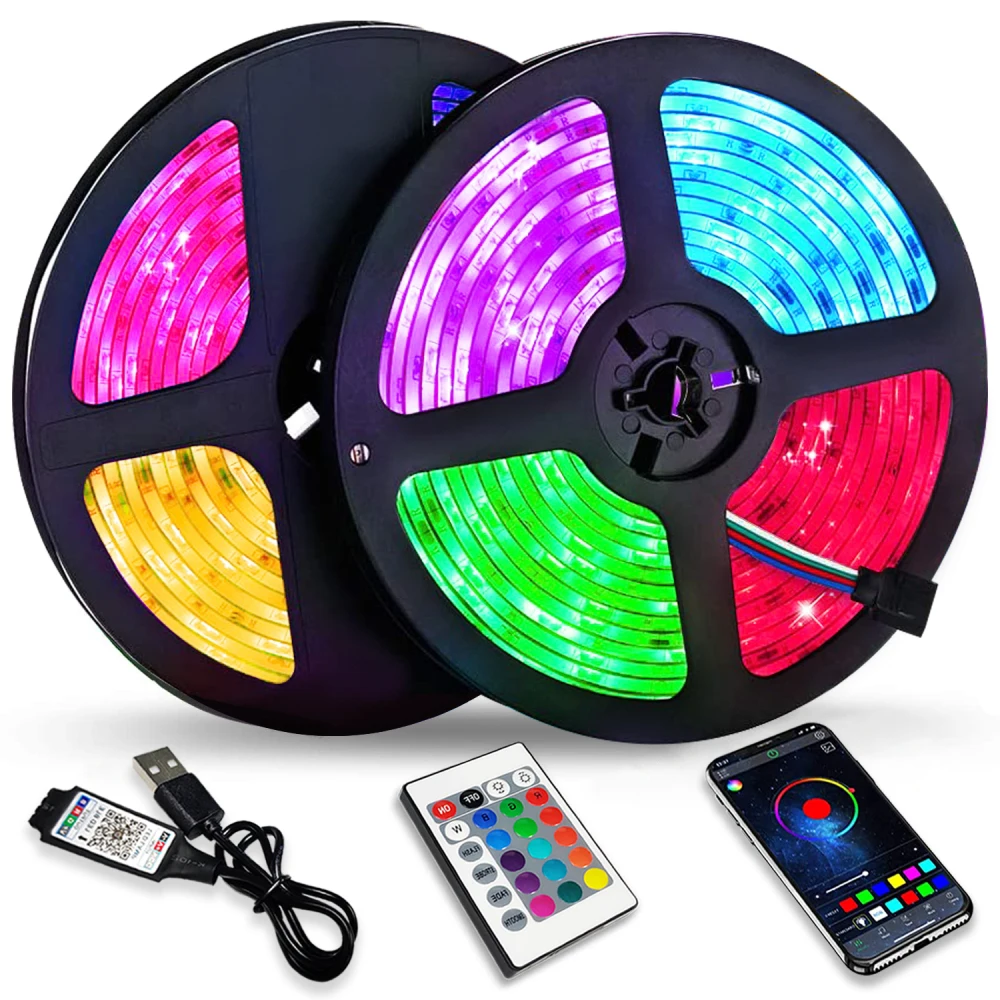 

LED Strip Lights RGB 2835 5V Bluetooth Control USB Flexible Lamp Tape Ribbon Diode For TV Computer Desk Luz Bedroom Party Luces