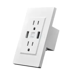 American Standard Dual Usb Socket Panel Three-Hole Power Socket Canada Taiwan Japan3.1A2.1A New Fast Charging Source Socket