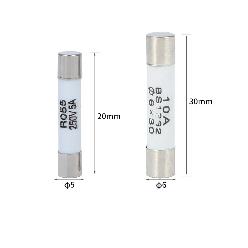 10pcs/lot One Sell 5*20mm 6*30mm Fast Blow Tube Fuses 5x20 6x30 mm 250V 0.5 1 2 3 4 5 6 8 10 15 20 25 30 A AMP Fuse Ceramic fuse