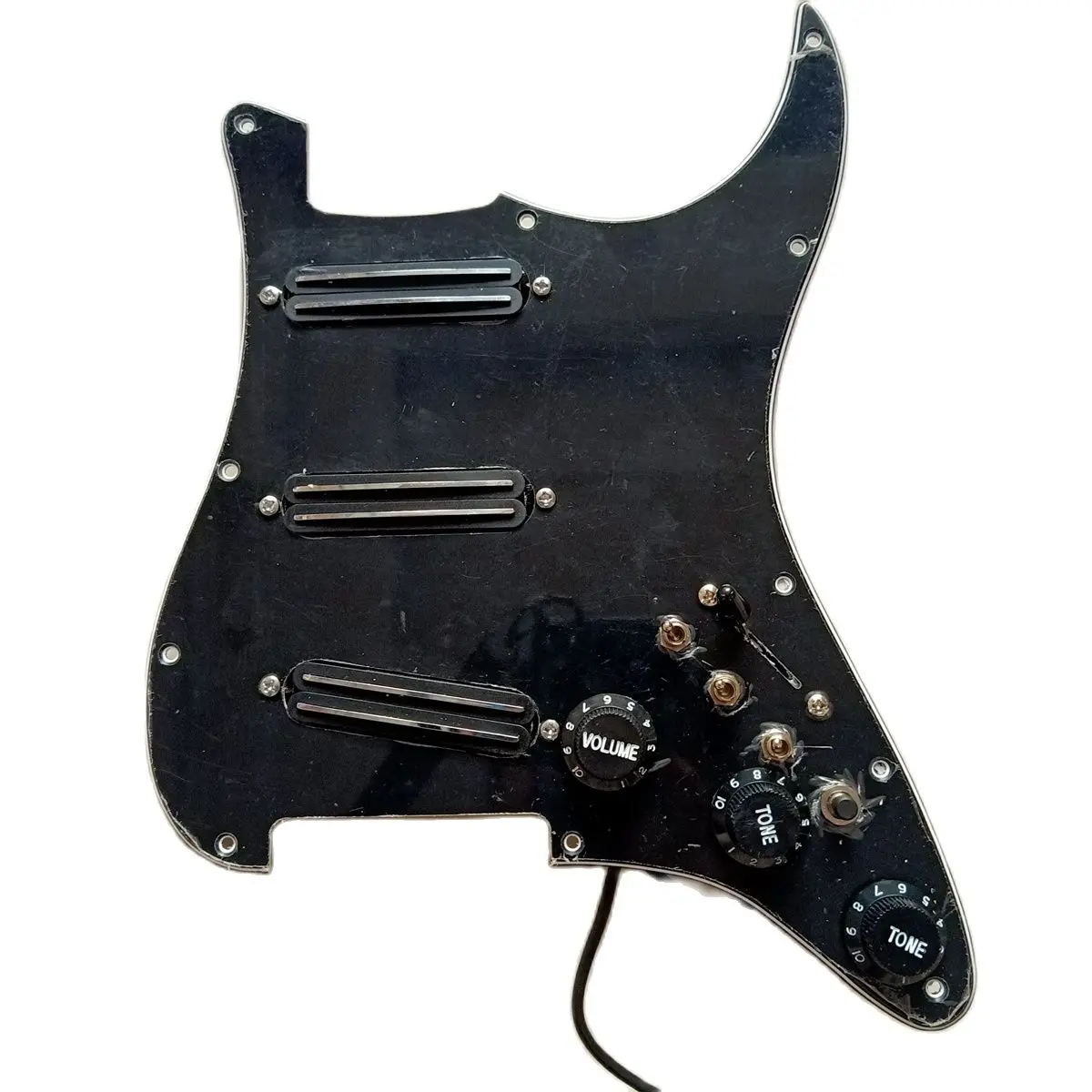 Upgraded Prewired Black US ST Pickguard SSS Black Single Coil Pickups 3 Single Cut 20 Tone Function Wiring Harness Guitar Parts