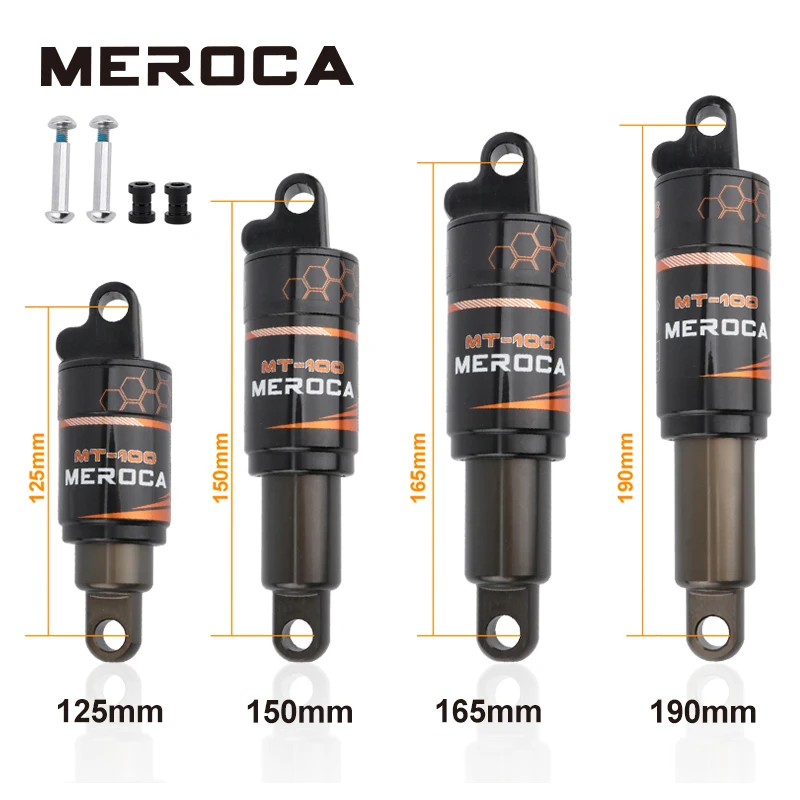 MEROCA Bicycle Rear Shock Absorber 125/150/165/190mm Electric Scooter Shock Absorber Mountain Bike Oil Spring Shock Absorber