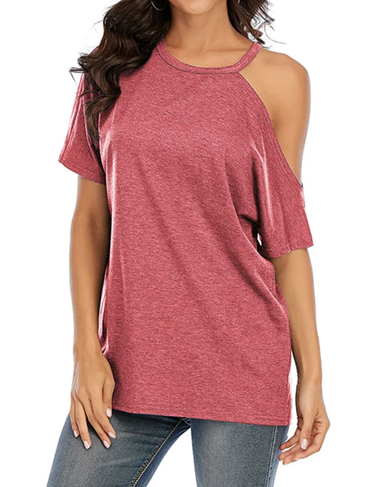 Ladies Casual Shirt Soft Lightweight Off-the-shoulder Top Spring And Summer Casual New T-shirt Off-shoulder Top