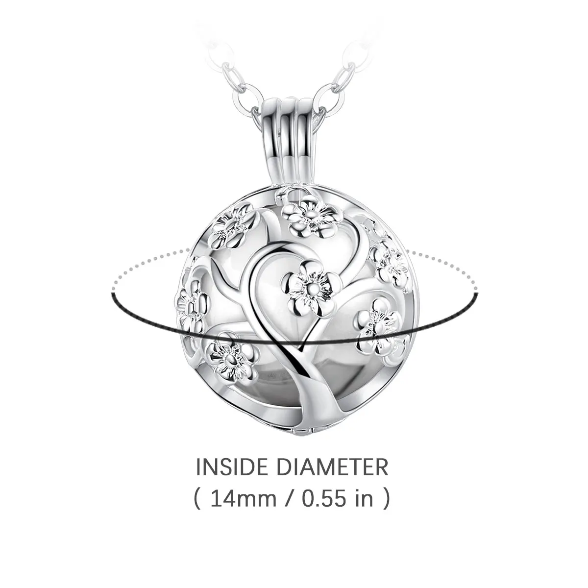 EUDORA Urn Cremation 14mm Flower Cage Locket  Ash Holder Keepsake Capsule Pendant Hollow Ball DIY Necklace Jewelry k307n14