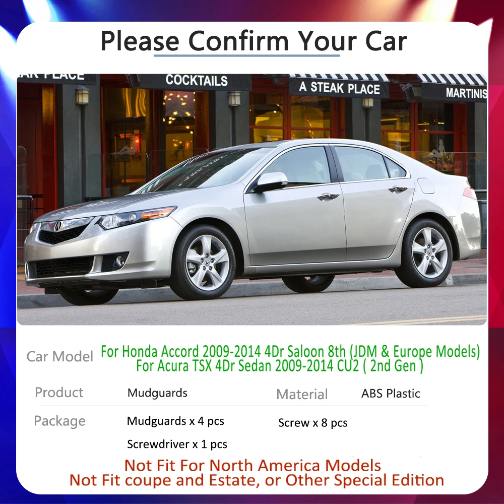 Car-Tire-Fender Mud-Flap for Honda Accord Euro Acura TSX 2010 2011 2012 2013 Auto-Goods Mudflap Splash Guards Mudguards Stickers