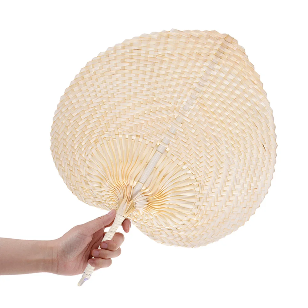 1pc Summer Cooling Fan Pure Natural Handmade DIY Heart Shaped Bamboo Woven Fan Artificial DIY Woven Cooling Fan Home Decoration