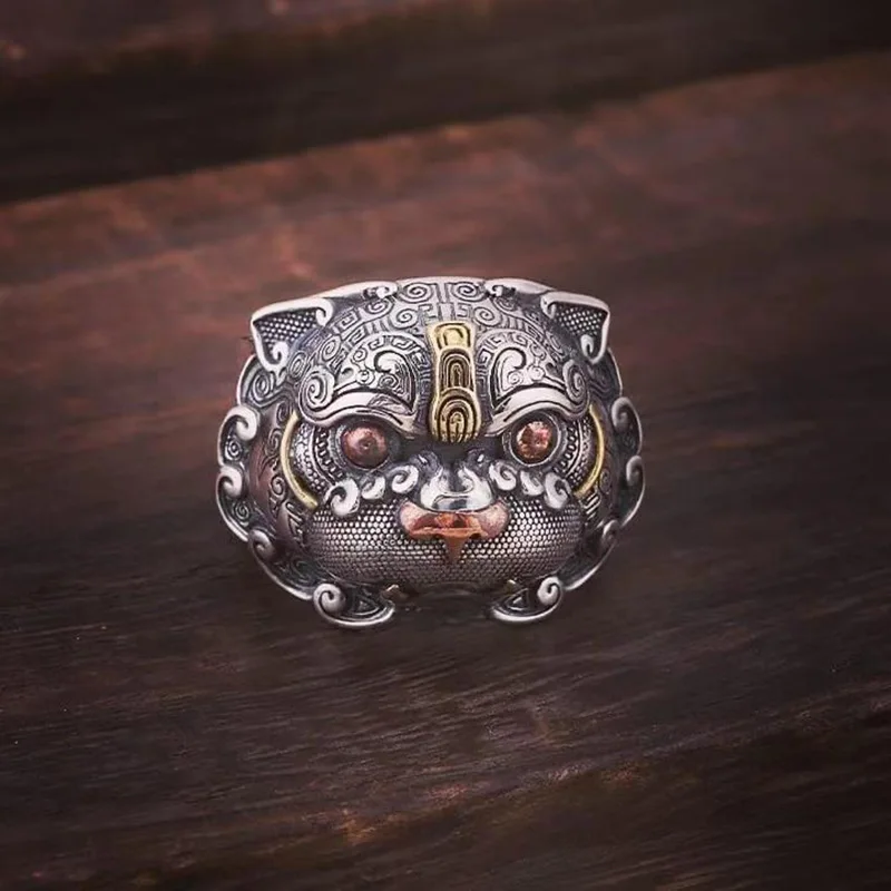 Luxury Myth Gluttonous Brave Troops Stainless Steel Ring Fortune Ring Hip Hop Punk Men's Domineering Exaggeration Ring