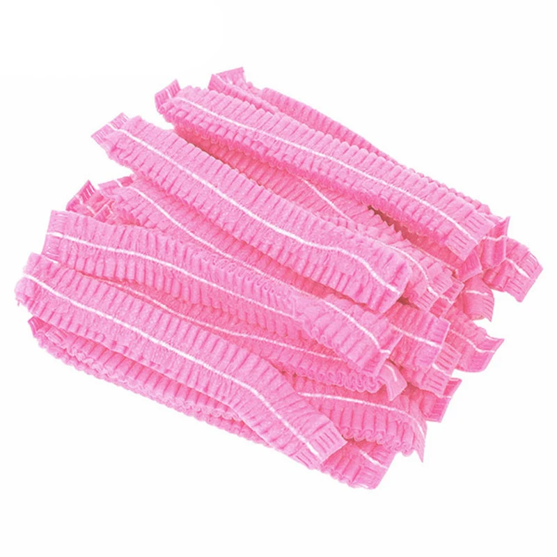 100pcs Disposable Shower Caps Clear Spa Hair Salon Hotel One-Off Bathing Elastic Shower Hat for Eyelash Extension Grafting Tool