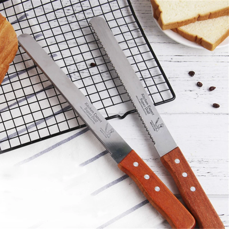 Stainless Steel Bread Knife Saw Cake Slicing Tool Baking Toast Knife Coarse Tooth Fine Tooth Cake Saw Knife Snack Dessert Slicer