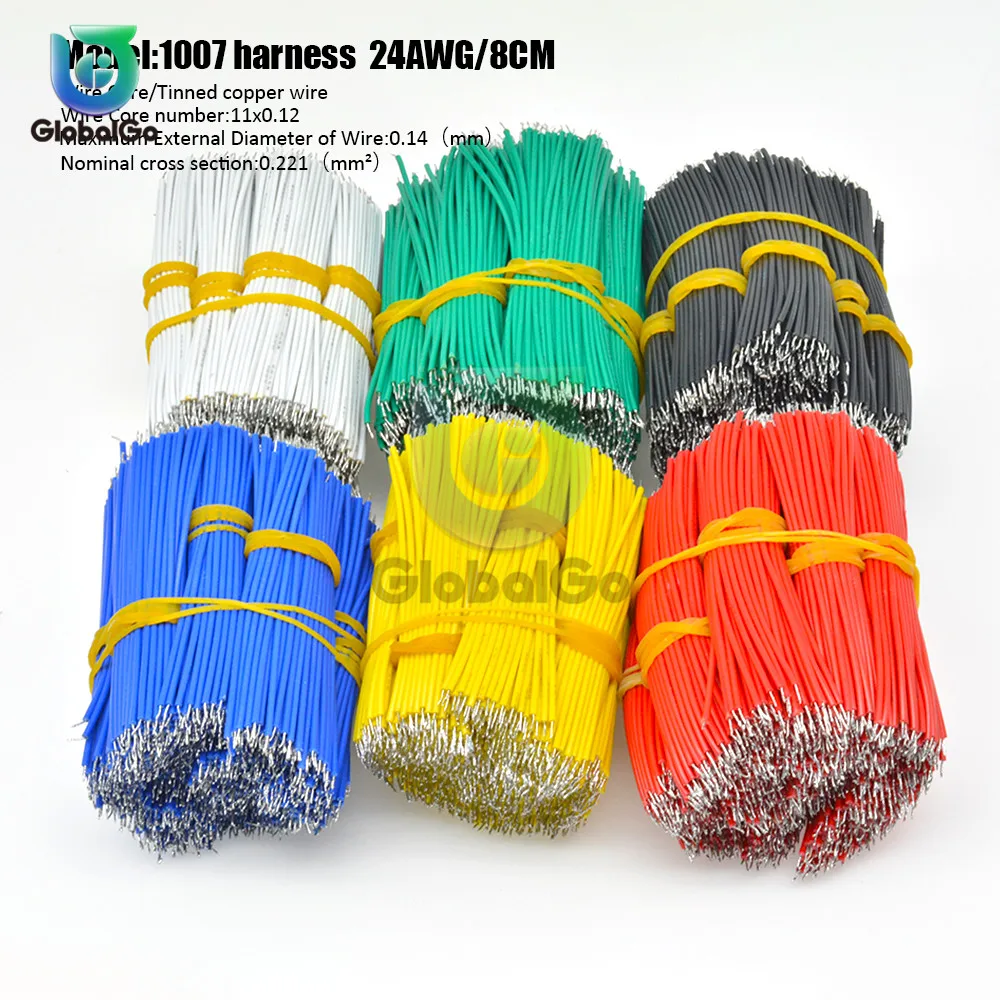 100pcs/Lot 0.14mm Tin Plated Copper Wire Melt Core Solder Soldering Wire UL1007 24AWG PVC Electronic Cable 8 CM