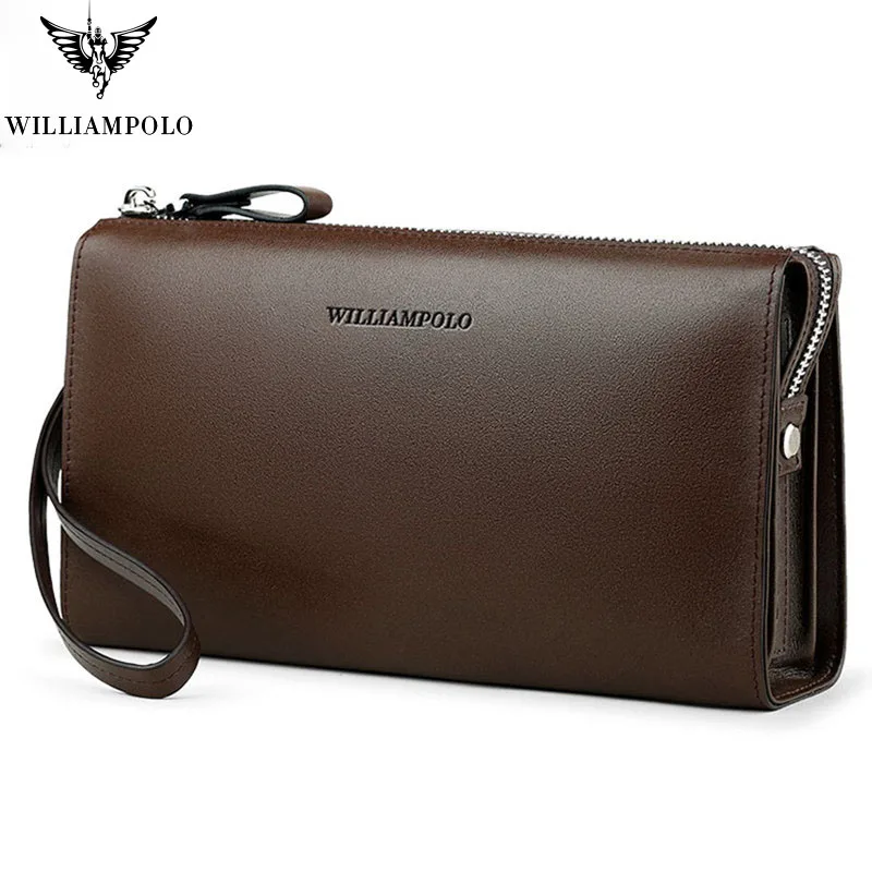 Men \'s Clutch Wallet simple leather anti-theft wrist with handbag fashion business zipper multiple internal compartment wallets