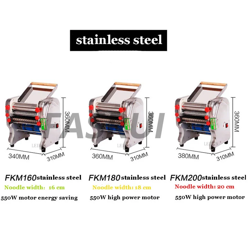 Electric Dough Roller Sheeter S.steel Noodle Dumpling Pasta Maker Making Machine with Changeable Roller And Blade