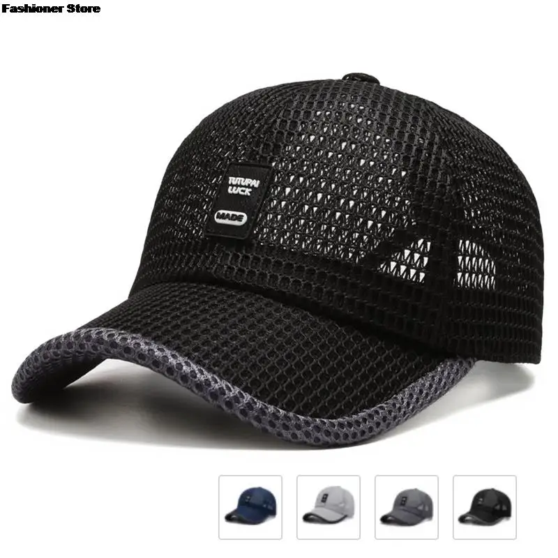 Men\'s Mesh Baseball Cap Breathable Summer Caps Outdoor Fishing Hats Dad Hat Bone Gorras Snapback Trucker Cap For Men Women