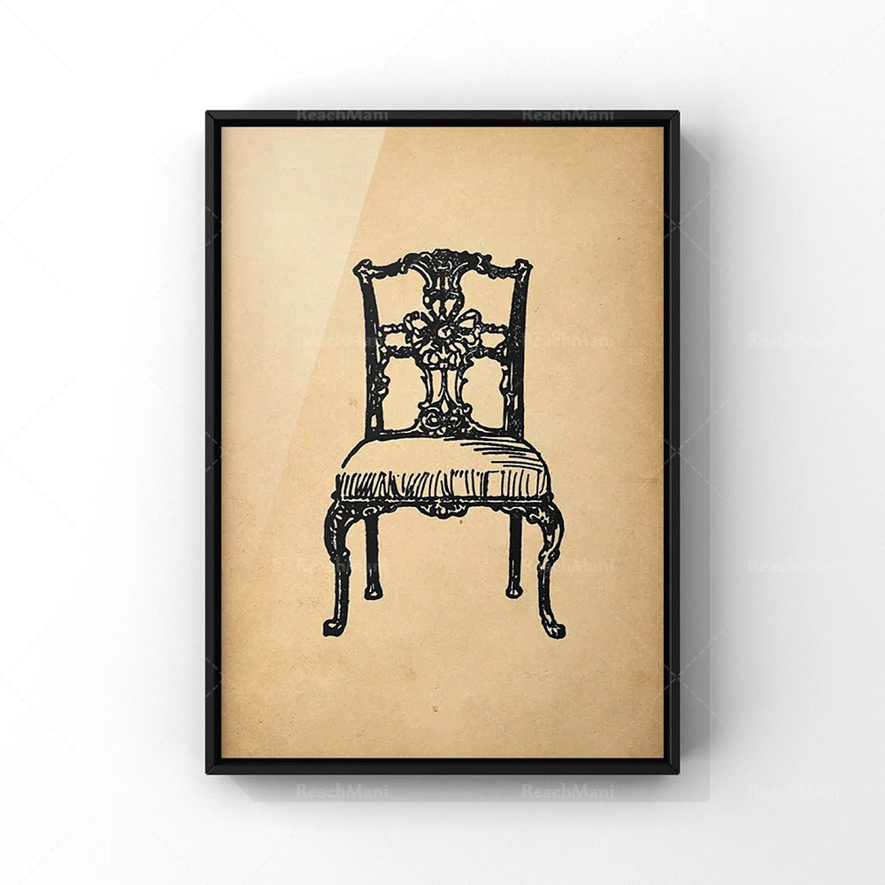 Antique Collection | Ensemble de 4 jolies lounge chair antique mural