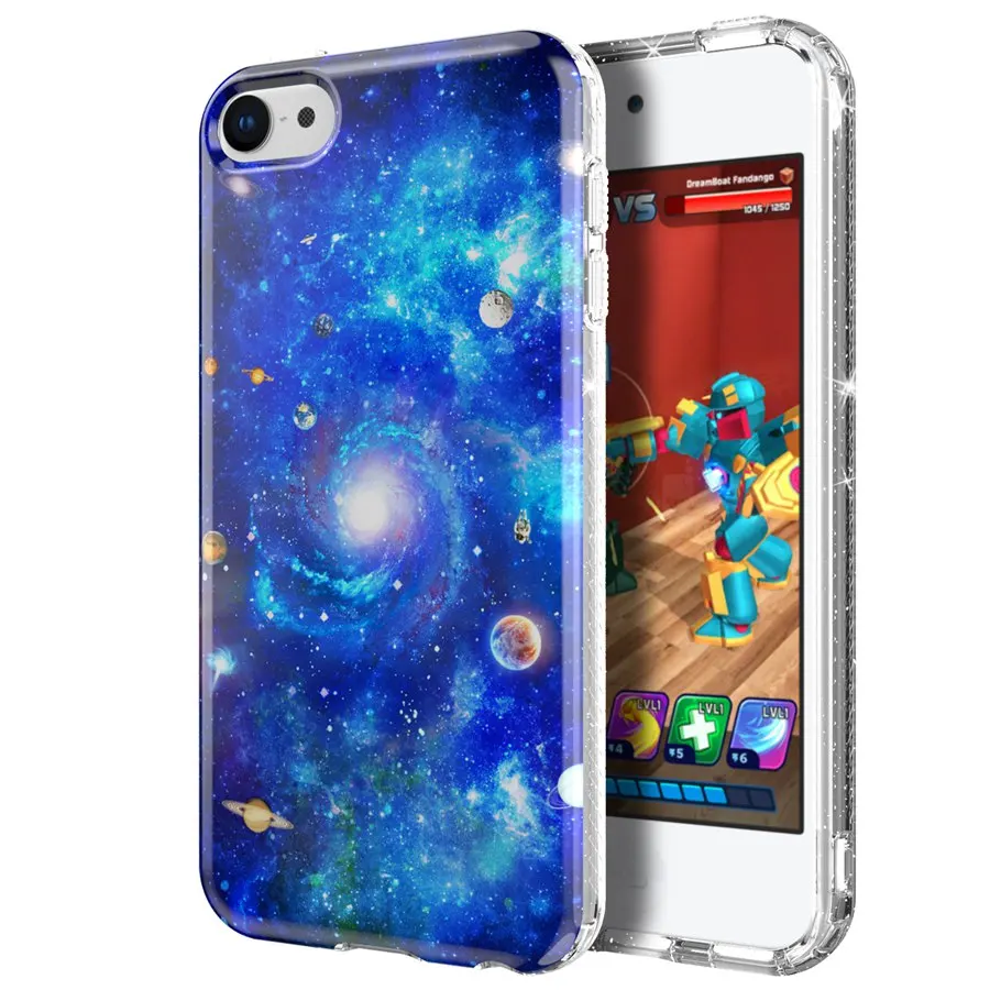 Galaxy Nebula Universe Pattern Soft TPU+Hard PC bumper Case Slim Fit Drop Protection Cover For iPod Touch 6/Touch 7/Touch 5 Case