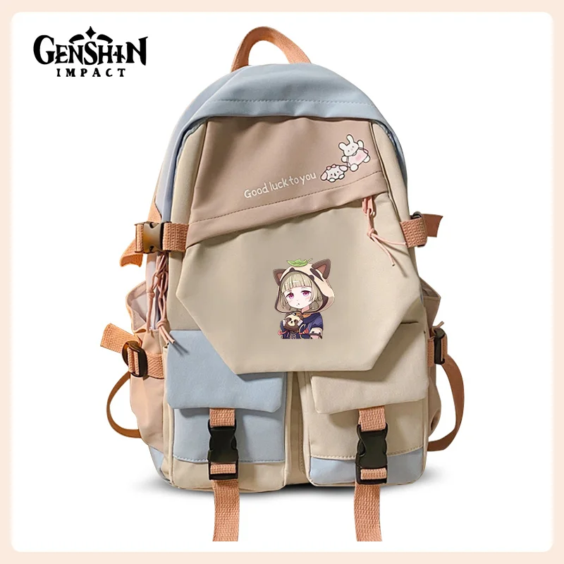 Genshin Impact Klee Venti Backpack Custom Canvas Shoulder Bag School Bag Teenager Boys Girls School Laptop Travel Rucksack Gift