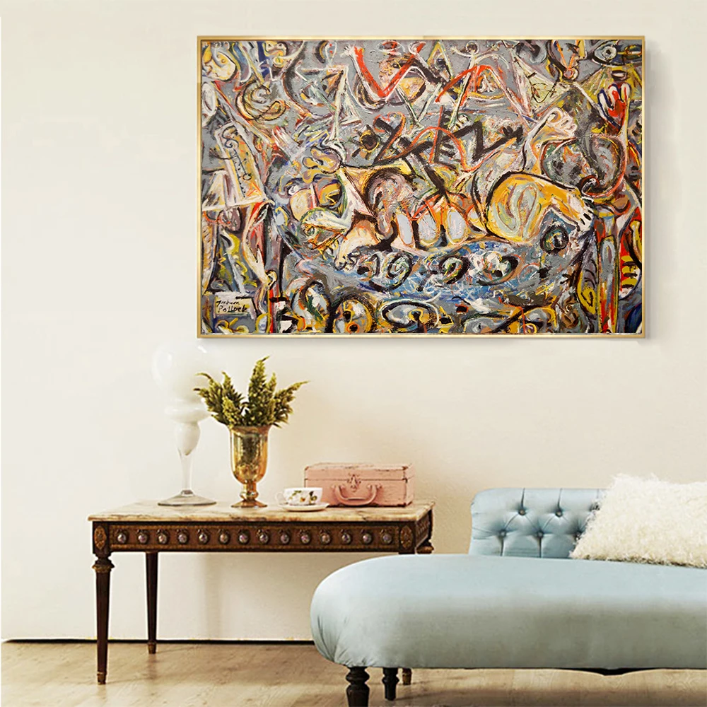 Citon Canvas oil painting Jackson Pollock《Pasiphae》Artwork Poster Picture Modern Wall Art decor Home Living room Decoration