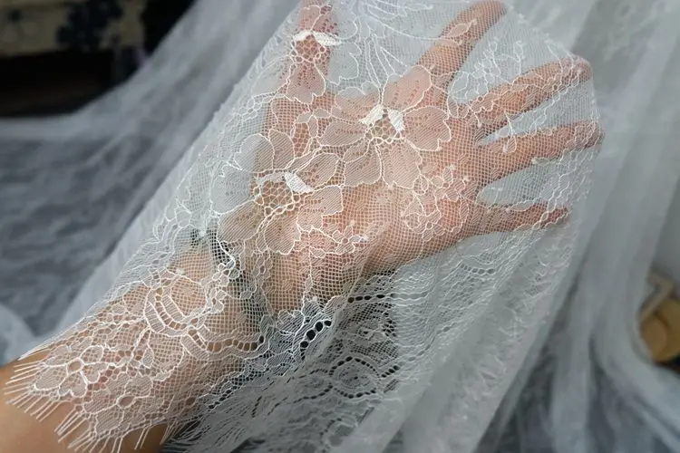 high-end ultra-thin soft skin-friendly eyelash lace lace fabric 1.5 meters wide clothing veil wedding accessories