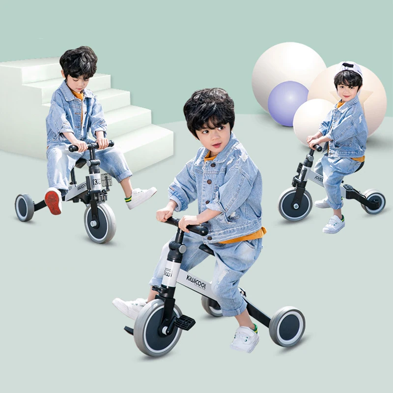 Infant Shining Children's Tricycle 3-in-1 Children's Scooter Balance Bike 1-6 Years Ride on Car 3 Wheels Non-inflatable