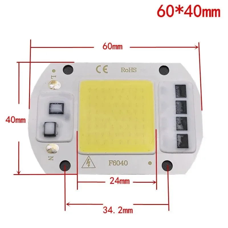 Luz de inundação, 10W, 20W, 30W, 50W, AC 220V, LED COB SMD High Power Lamp Chip, Smart IC Fit para DIY, Driverless Integrated Driver, 1-20 PCes