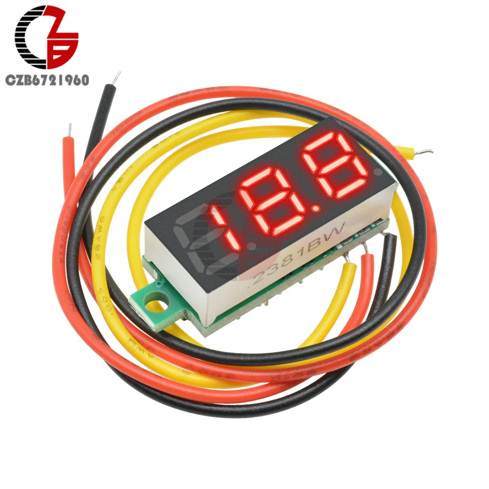 0.28 inch DC LED Digital Voltmeter 0-100V Voltage Meter Auto Car Mobile Power Voltage Tester Detector 12V Red Green Blue Yellow