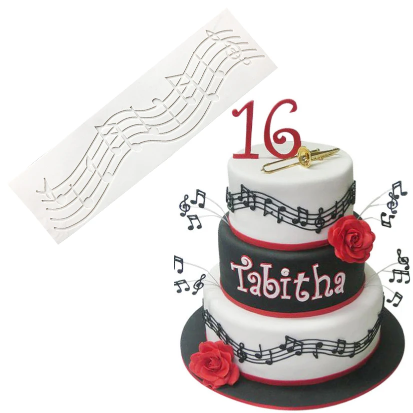 Musical Note Lace Fondant Cake Decorating Tools,100% Food-Grade  Silicone Baking Molds