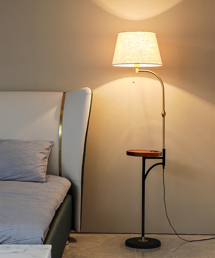 Modern USB Charger Floor  Lamp Standing Light Reading Wood Plate Wireless Phone Charger  Home Decor Lighting Fixture