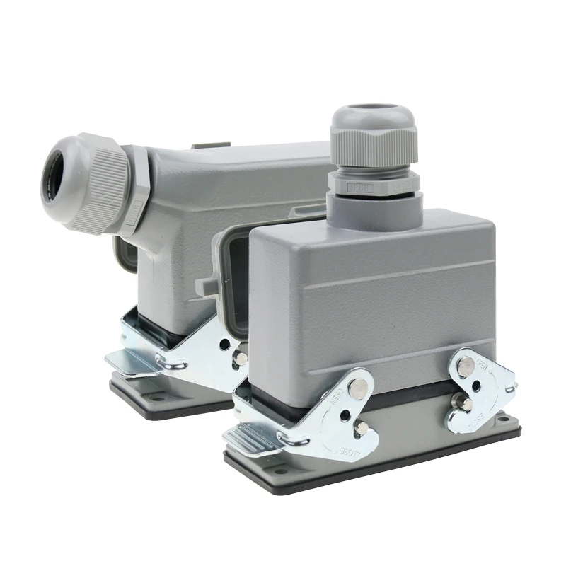 Rectangular plug heavy-duty connector he-016-5 16 core base with cover side protruding from high base with cover 16A