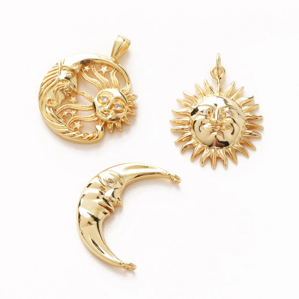 

1pcs 14k Gold Moon Sun Necklace Pendant Jewelry Findings Components Making Supplies Tools DIY Ornaments Material Accessories