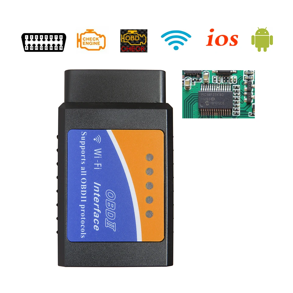 Hardware V1.5 WIFI OBD2 ELM327 Car Diagnostic Scanner For Android/iPhone Wi-fi ELM 327 OBD 2 Diagnostic-Tools Real PIC18F25K80