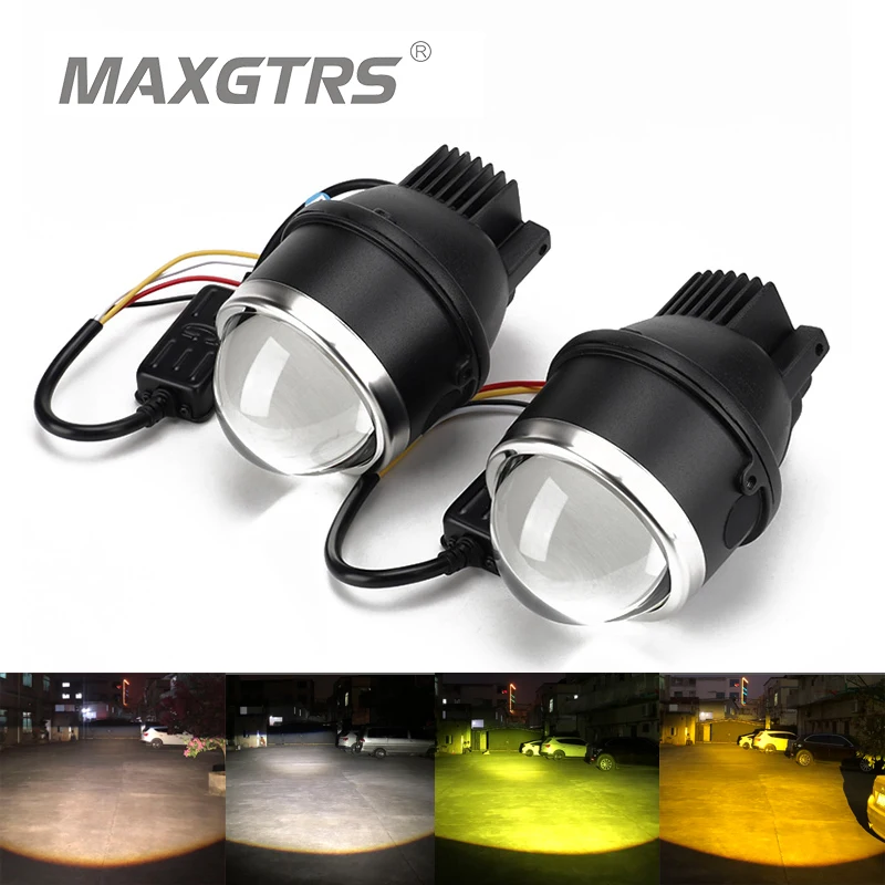 2x Universal LED Bi-Xenon Auto/Motorcycle Fog Light High Low Beam Projector Lens Car Driving Lamps 3.0 inch Retrofit Assembly