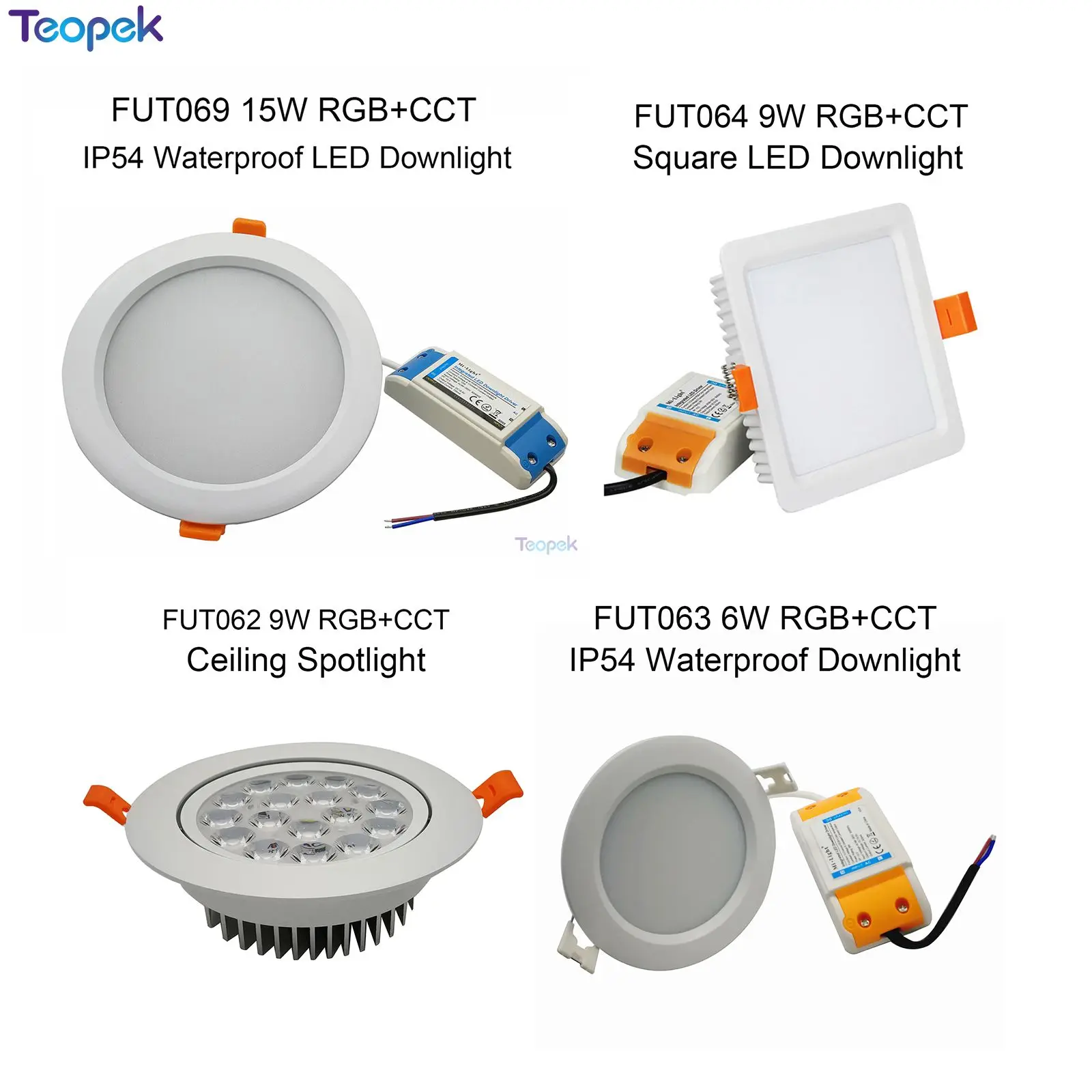 MiBoxer 6W 9W 12W 15W 18W 25W RGB+CCT led Downlight Dimmable Ceiling AC110V 220V FUT062/FUT063/FUT066/FUT068/FUT069 Wifi control