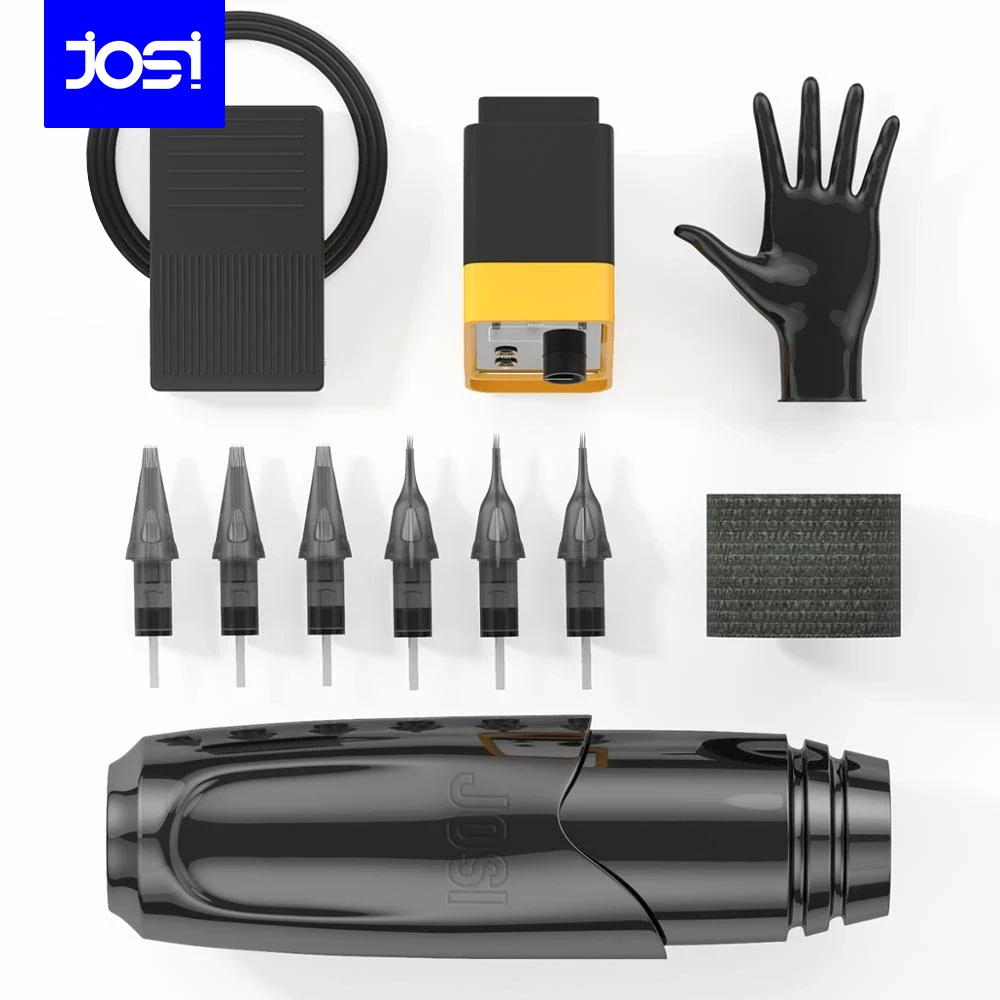 JOSI Tattoo Machine Kits Tattoo Rotary Pen Set With Power Supply Cartridges Needles  Accessories Tattoo Supplies