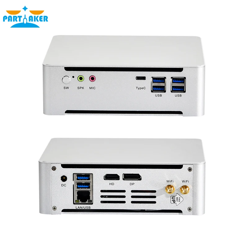 Partaker Mini PC Intel Core i5 7300HQ i7 7700HQ DDR4 Windows 10 Linux 4K Gaming UHD HTPC HDMI DP Minipc Komputer stacjonarny