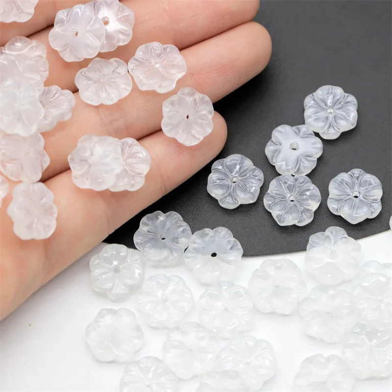 10pcs Flower Shape 12mm Lampwork Crystal Glass Loose Beads for Jewelry Making DIY Crafts Findings