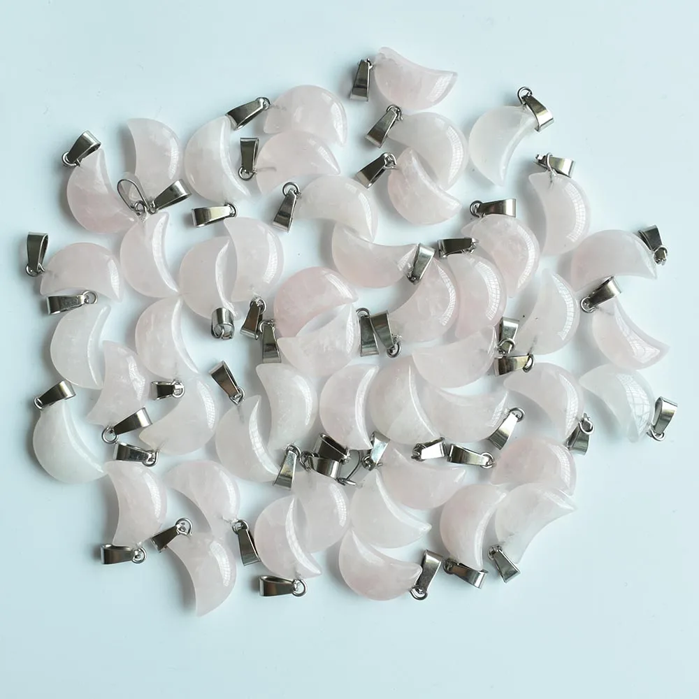 Hochwertige, sortierte Anhänger in Halbmondform aus Naturstein für die Herstellung von DIY-Schmuck. Großhandel 50 Stück/Los kostenlos. – Detail 4