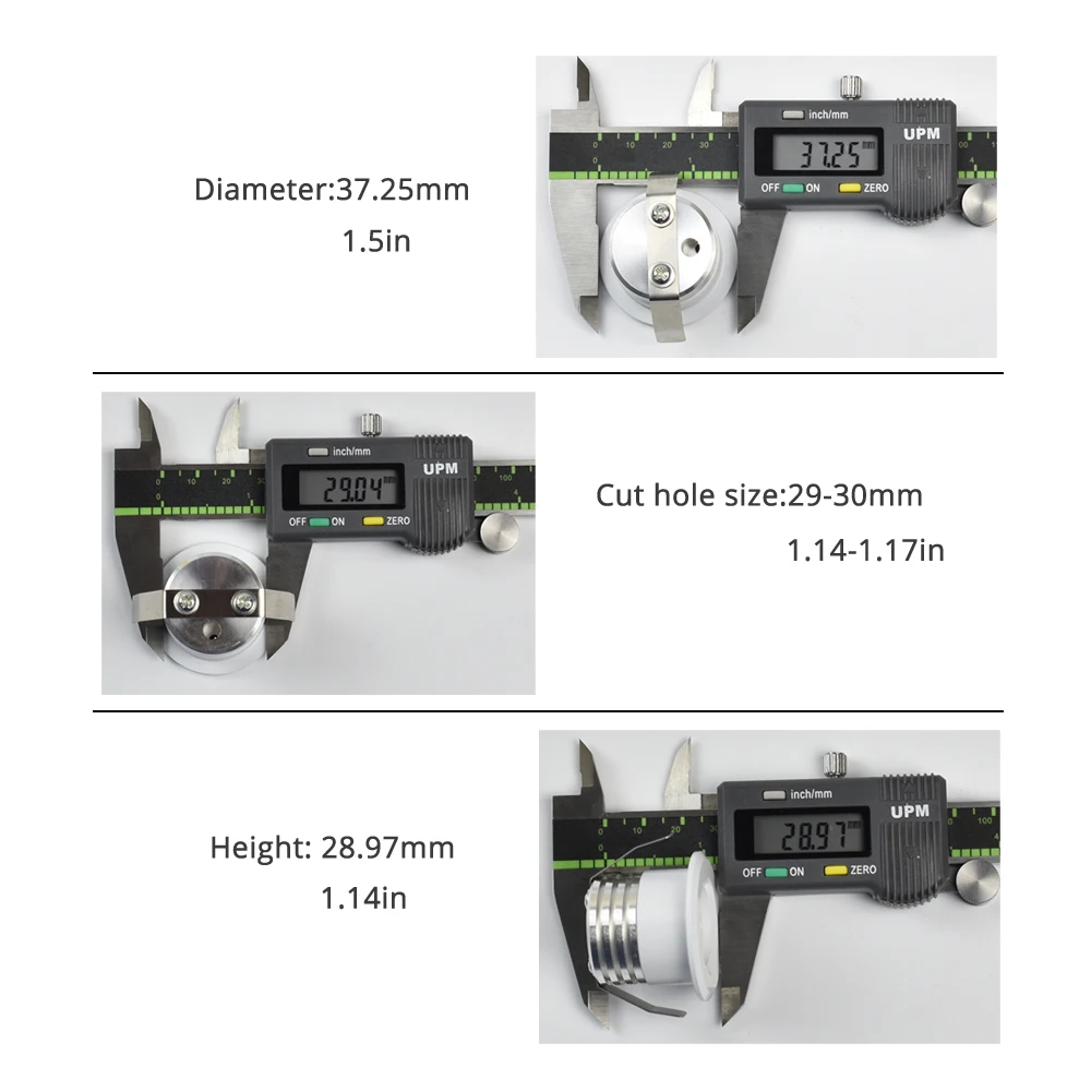 Mini projecteurs LED COB, 3W, 29mm, 100V-240V, 10 pièces/paquet, spot encastré au plafond, lampe d\'armoire, vers le bas, affichage de bijoux