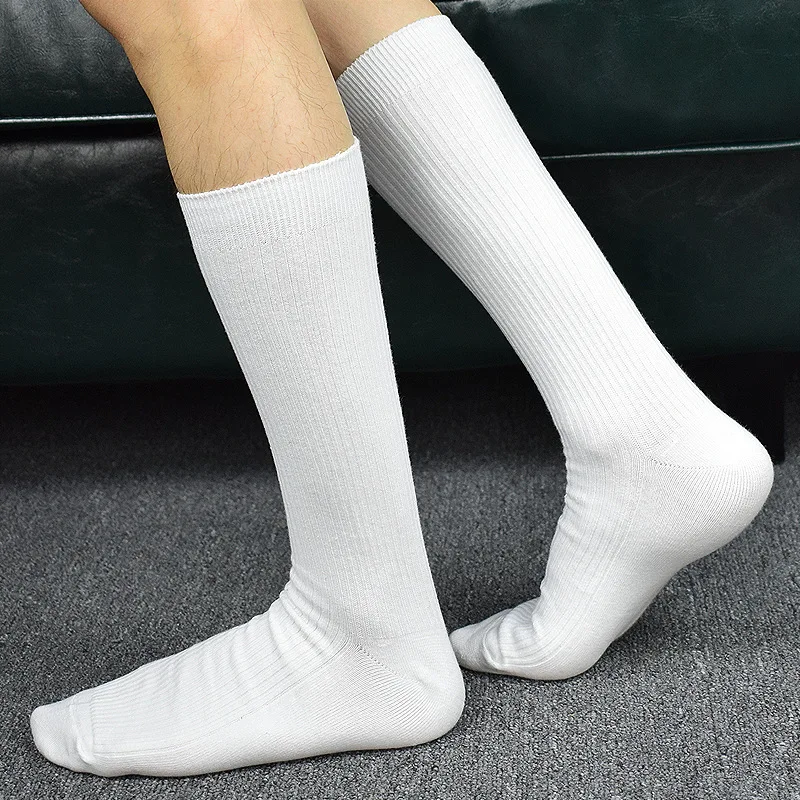 Socks Fashion Socks Vintage Men\'s Dress Socks Solid Cotton White Socks Casual Streetwear Socks For Man Girl Cool Tube Socks