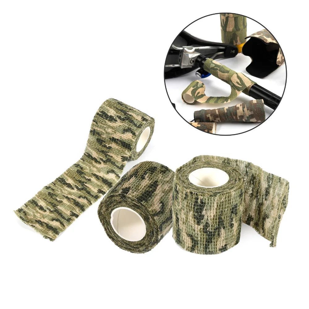 1pcs 5cmx4.5m Outdoor Tactical Army Camo Hunting Shooting Tool Camouflage Stealth Tape Bandage Wrap Waterproof Wrap Durable