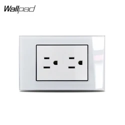 118*75mm US Outlet Wallpad L3 Crystal Glass Panel  15A AC Double USA Japan Canada Philippines Thailand Plug Wall Power Socket