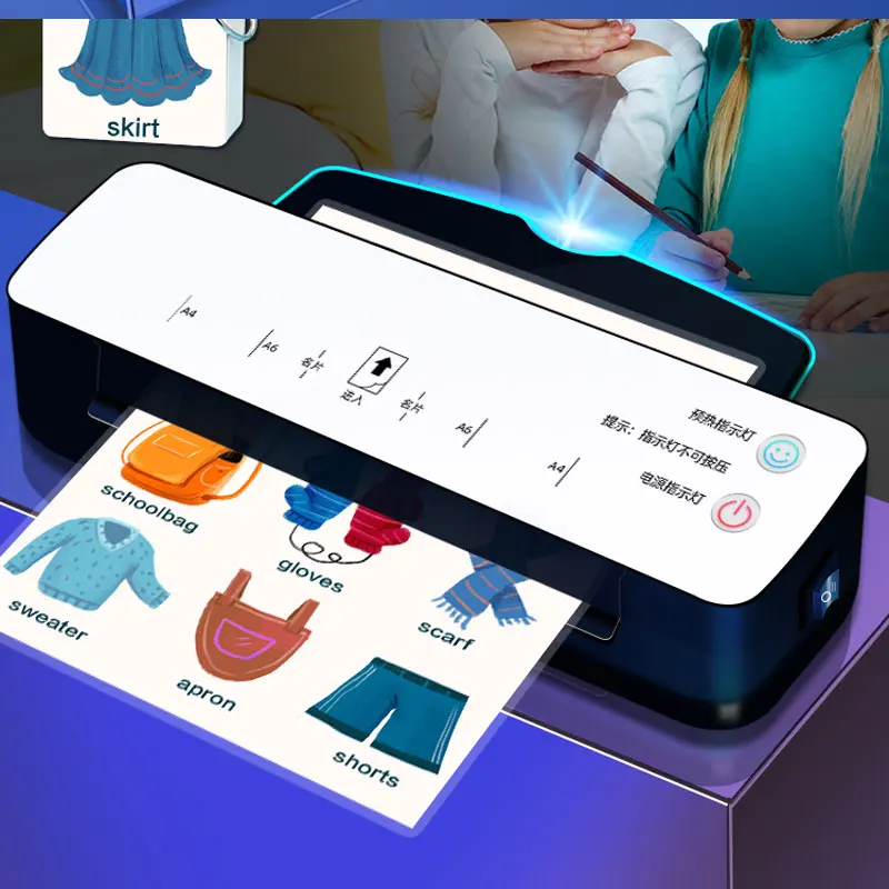 เครื่องเคลือบบัตรเทอร์โมพลาสติก A4 สำหรับรูปภาพ เมนู ฟิล์มกาว เครื่องเคลือบบัตรสำนักงาน เครื่องเคลือบบัตรขนาดเล็กแบบอัตโนมัติเต็มรูปแบบ