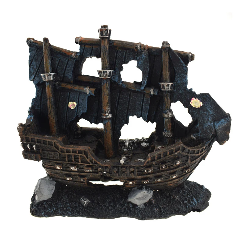 Resin Pirate Ship Decoration Aquarium Beautification Fish Tank Decoration Shipwreck Decoration Ship Landscape Crafts