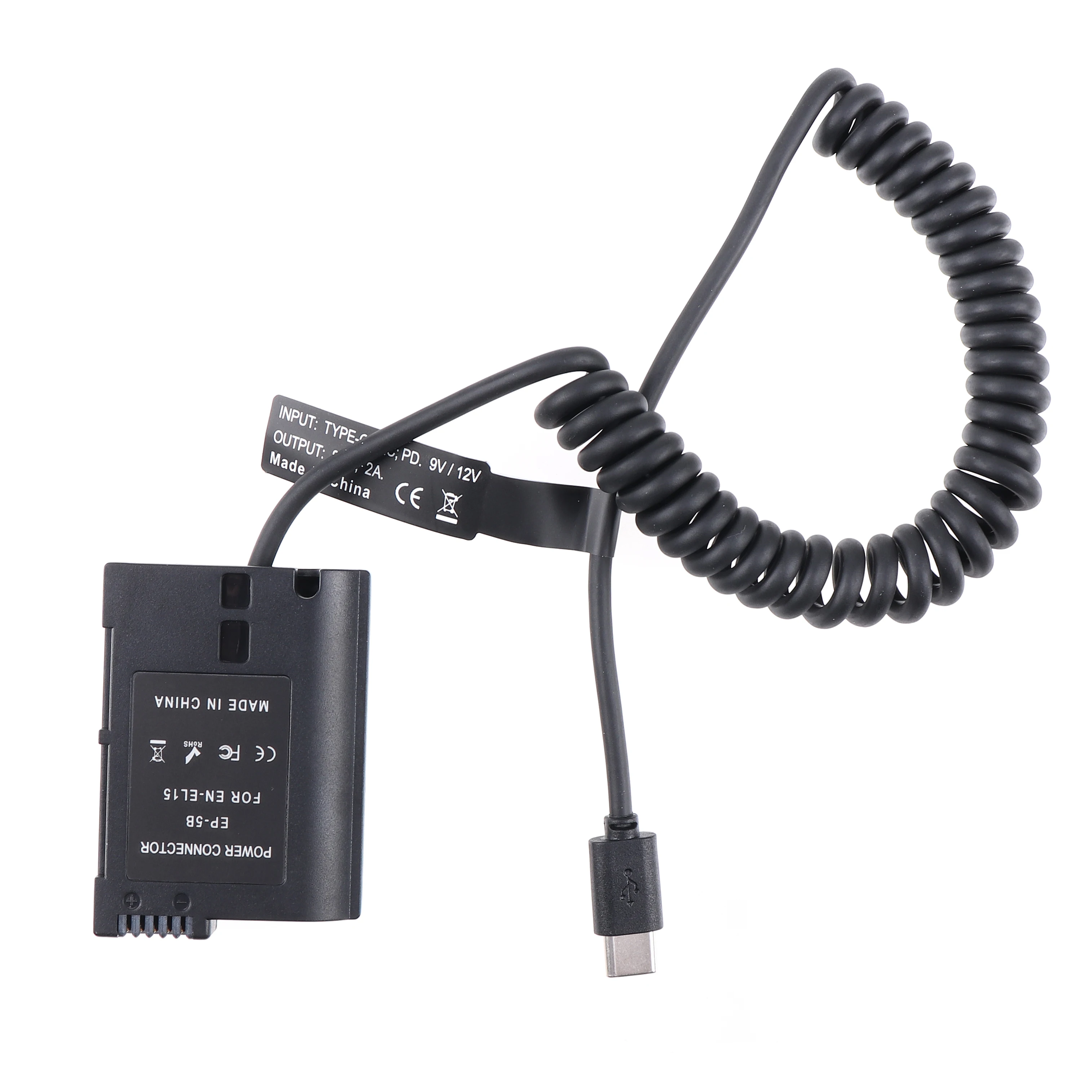 FOTGA EN-EL15 Dummy Battery Adapter +Type C Cable for Nikon D500 D600 D610 D750 D780 D800 D810 D850 Z5 Z6 Z6II Z7 Z7II V