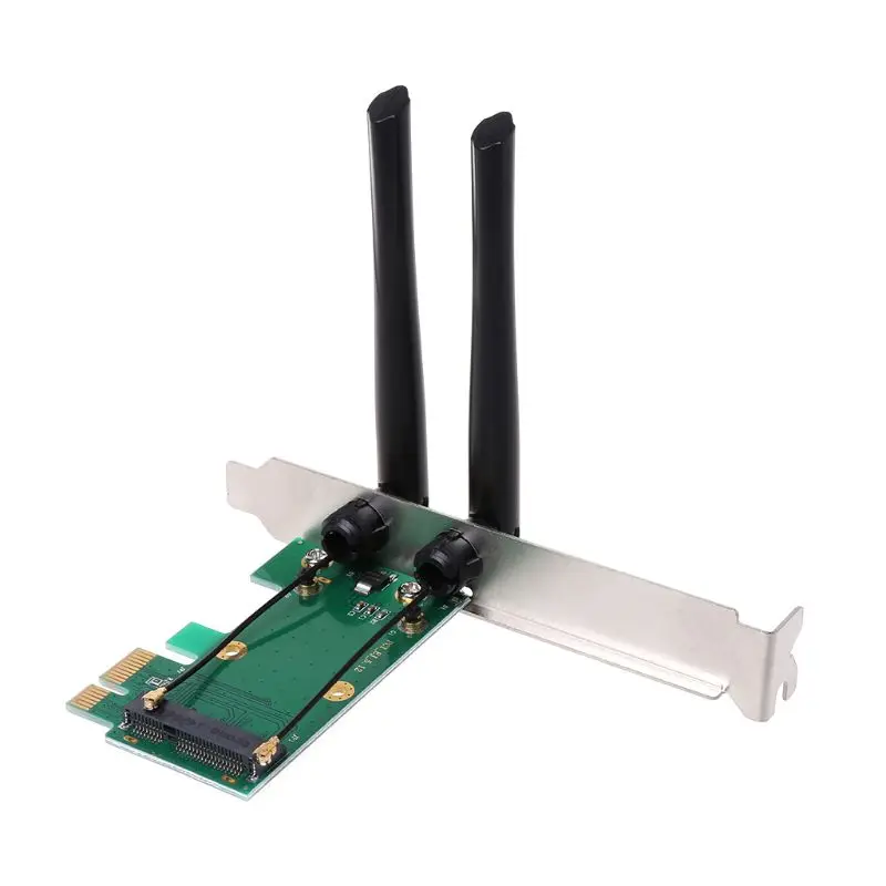 Беспроводная сетевая карта WiFi Mini PCI-E к PCI-E адаптер 2 антенны Внешний ПК