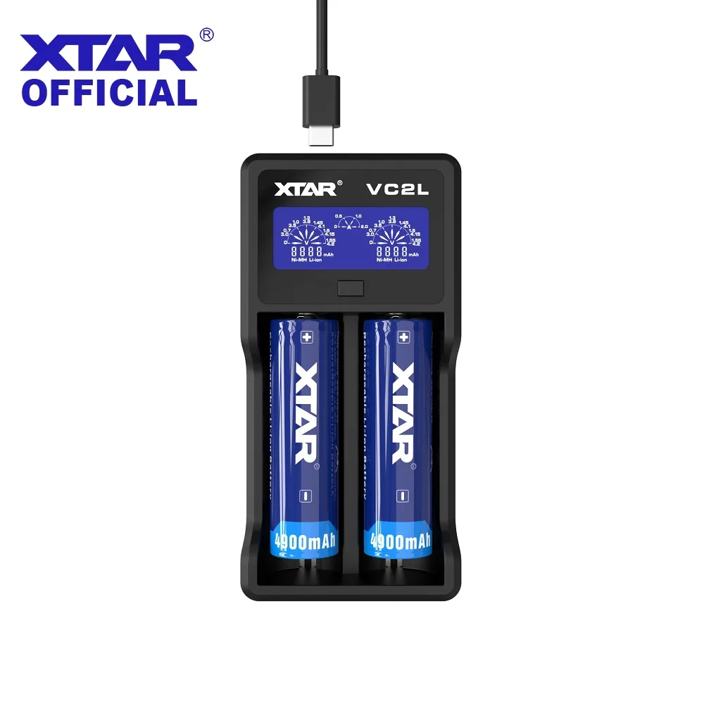 

XTAR VC2L 18650 Battery Charger USB Charging 3.7V Rechargeable Li Batteries 18500 16340 14500 26650 20700 21700 Battery Charger