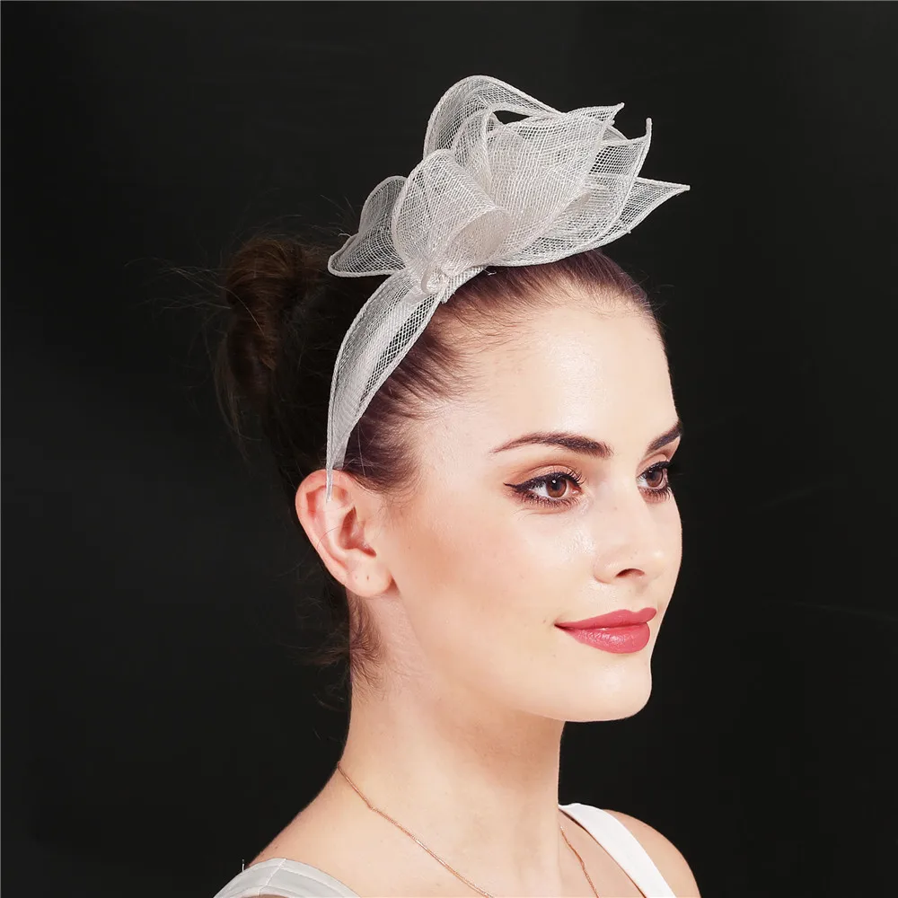 White Fancy Fashion Bridal Headwear Wedding Hair Band Fascinators Accessories Cocktail Ladies Headdress For Bridal Mariage Hat